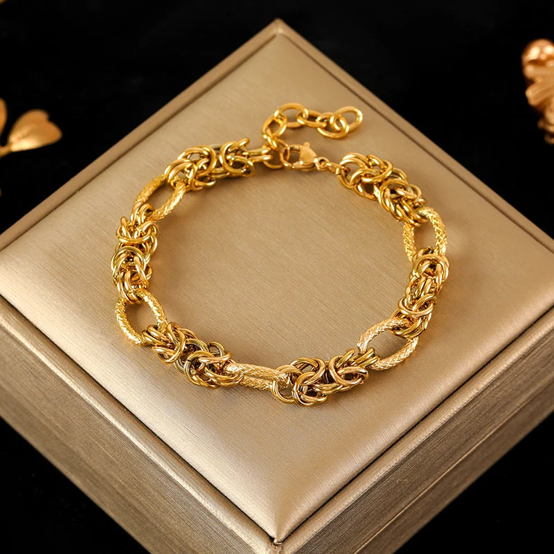 EILIECK Gold-Plated Stainless Steel Twisted Bracelet