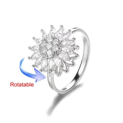 Sun Opal Rotating Adjustable Ring - Stainless Steel Elegance