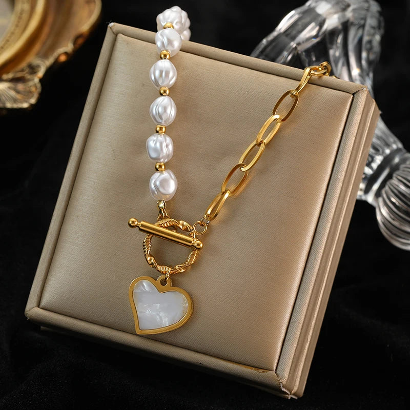 Eilieck 18k Gold Heart Pendant Necklace for Women