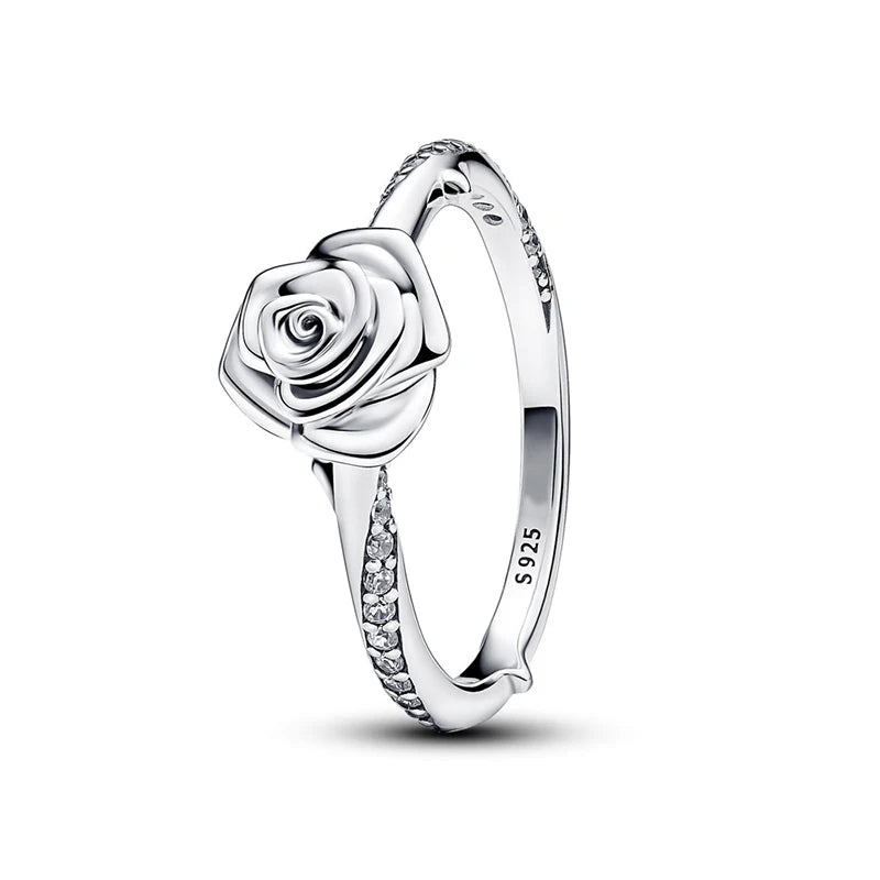 Exquisite 925 Silver Rose Ring for Women