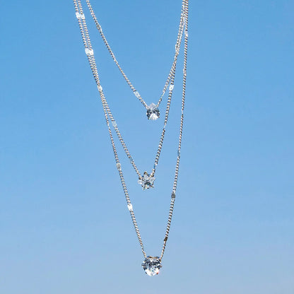 Trendy Zircon Colar De Pingente Para As Mulheres Multicamadas Cadeia Gargantilha Moda Feminina Festa Brilhante Jóias Presente