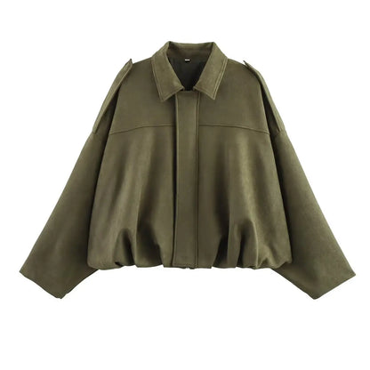Chic Suede Bomber Jacket for Women - Spring Fashion