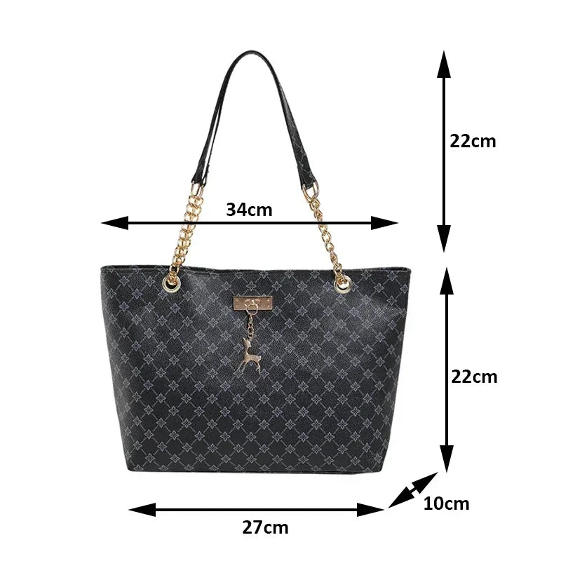 1 pçs moda grande capacidade bolsa textura couro do plutônio tote bolsa feminina com acessórios pendurados bolsa de ombro