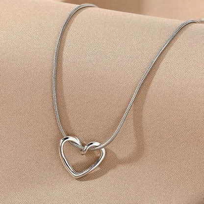 Geometric Heart Pendant Necklace for Women