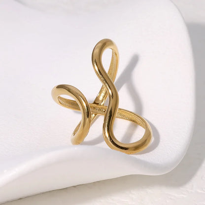 Elegant 18K Gold Plated Stainless Steel Ring for Women