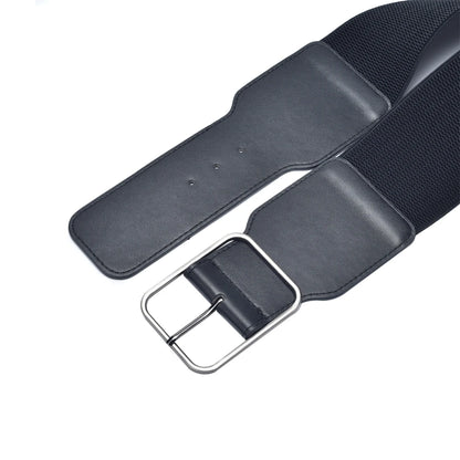 Mulheres elásticas cinto de cintura larga senhoras vestido elástico cummerbund com fivela de pino estiramento moda cinch cintos