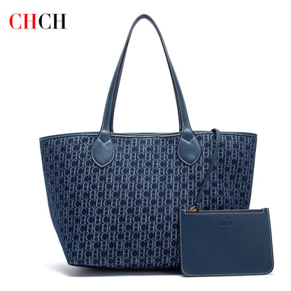Chch bolsa tote feminina nova simples dupla face disponível mãe e criança grande capacidade bolsa casual sacola de compras