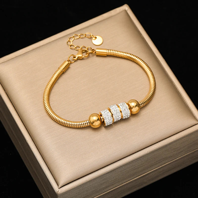 EILIECK Gold-Plated Stainless Steel Twisted Bracelet
