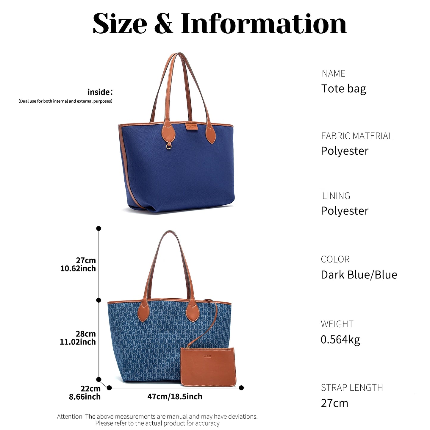 Chch bolsa tote feminina nova simples dupla face disponível mãe e criança grande capacidade bolsa casual sacola de compras