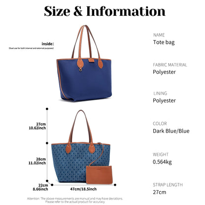 Chch bolsa tote feminina nova simples dupla face disponível mãe e criança grande capacidade bolsa casual sacola de compras