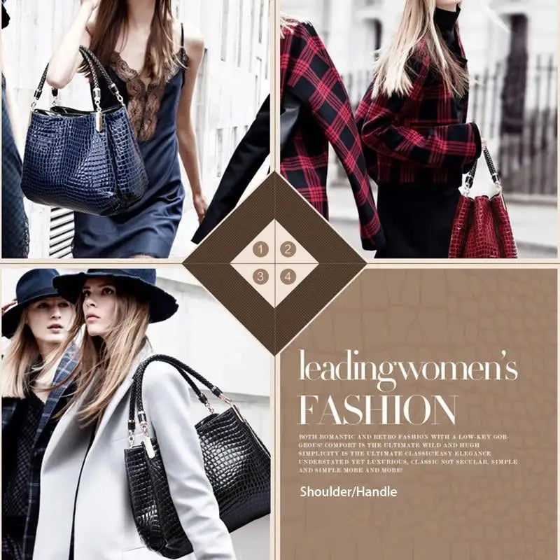 Bolsa feminina grande capacidade tote viagem diária bolsa de ombro feminina crocodilo impressão rosto brilhante bolsa compras