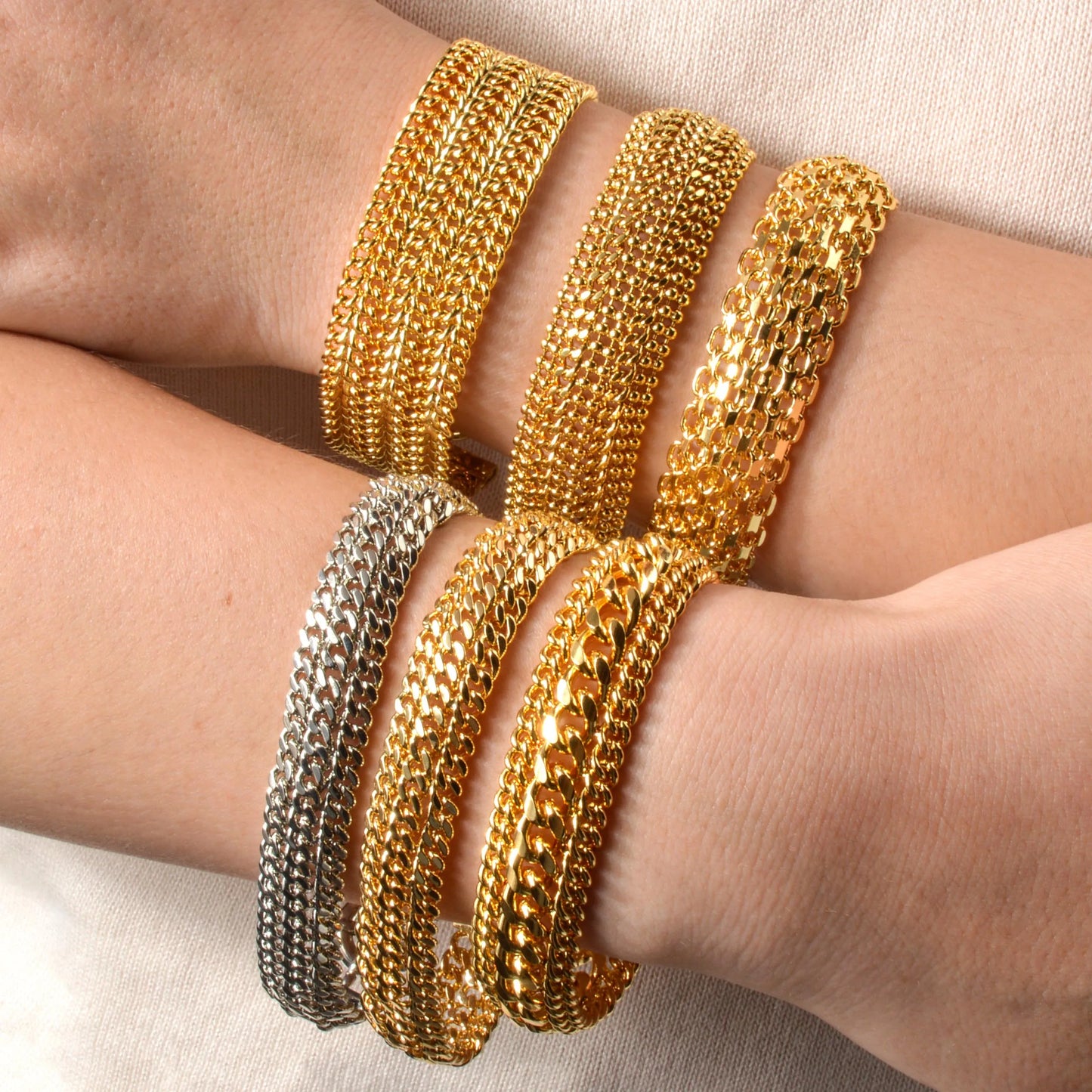 Dubai cobre link corrente pulseiras para unisex 18k banhado a ouro pulseira miami curb punk clássico mão jóias festa presente