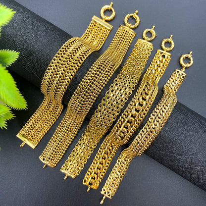 Dubai cobre link corrente pulseiras para unisex 18k banhado a ouro pulseira miami curb punk clássico mão jóias festa presente