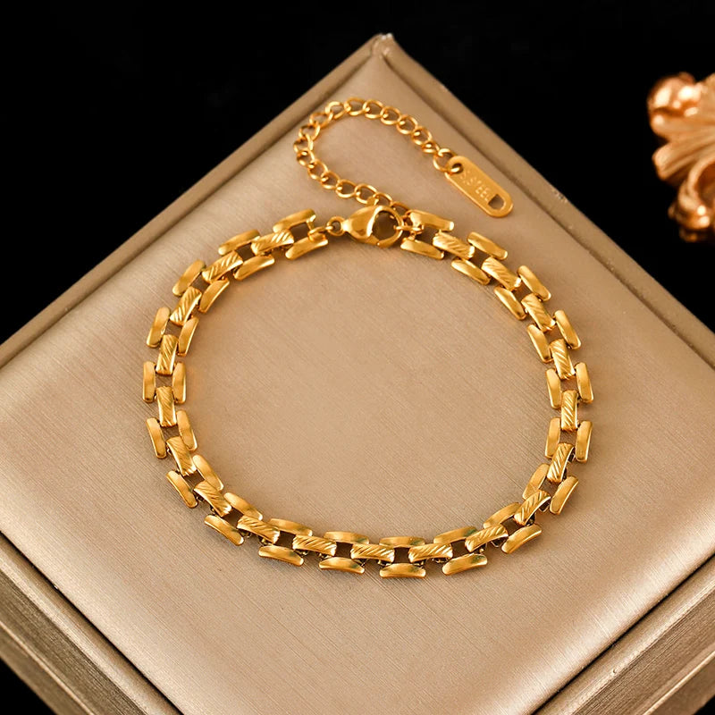 Eilieck Gold-Plated Stainless Steel Charm Bracelet
