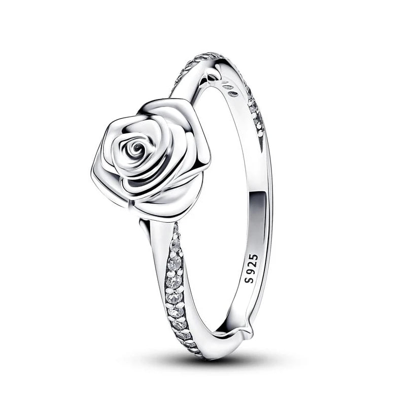 Exquisite 925 Silver Rose Ring for Women