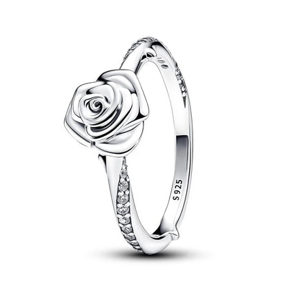Exquisite 925 Silver Rose Ring for Women