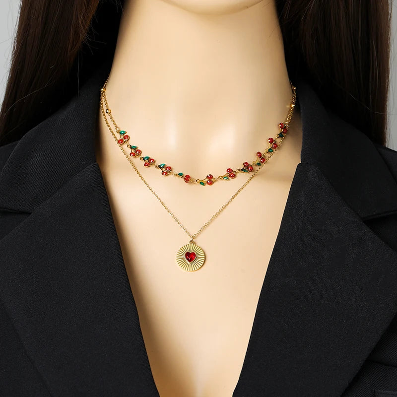 Eilieck 316l aço inoxidável coração amor pingente colar para mulheres moda 18k banhado a ouro pescoço corrente à prova dwaterproof água jóias presente