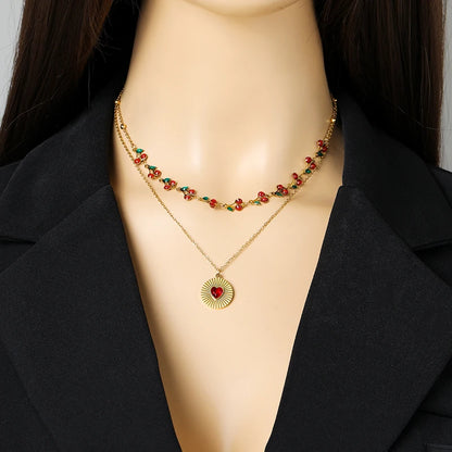 Eilieck 316l aço inoxidável coração amor pingente colar para mulheres moda 18k banhado a ouro pescoço corrente à prova dwaterproof água jóias presente