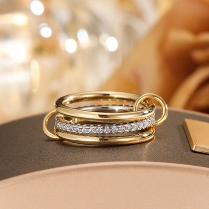 Elegant Two-Tone Copper Stackable Rings for Women