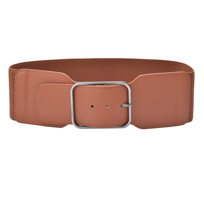 Elegant Women's Wide Elastic Waist Belt with Buckle