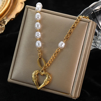 Eilieck 18k Gold Heart Pendant Necklace for Women