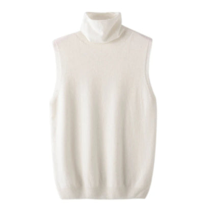 Elegant Merino Wool Sleeveless Turtleneck Vest