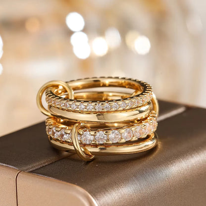 Elegant Two-Tone Copper Stackable Rings for Women