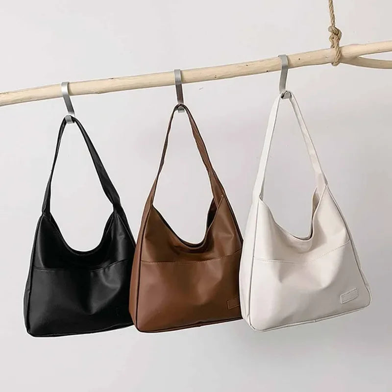 Bolsa de ombro retrô simples e casual, moderna para deslocamento casual, sacola de grande capacidade