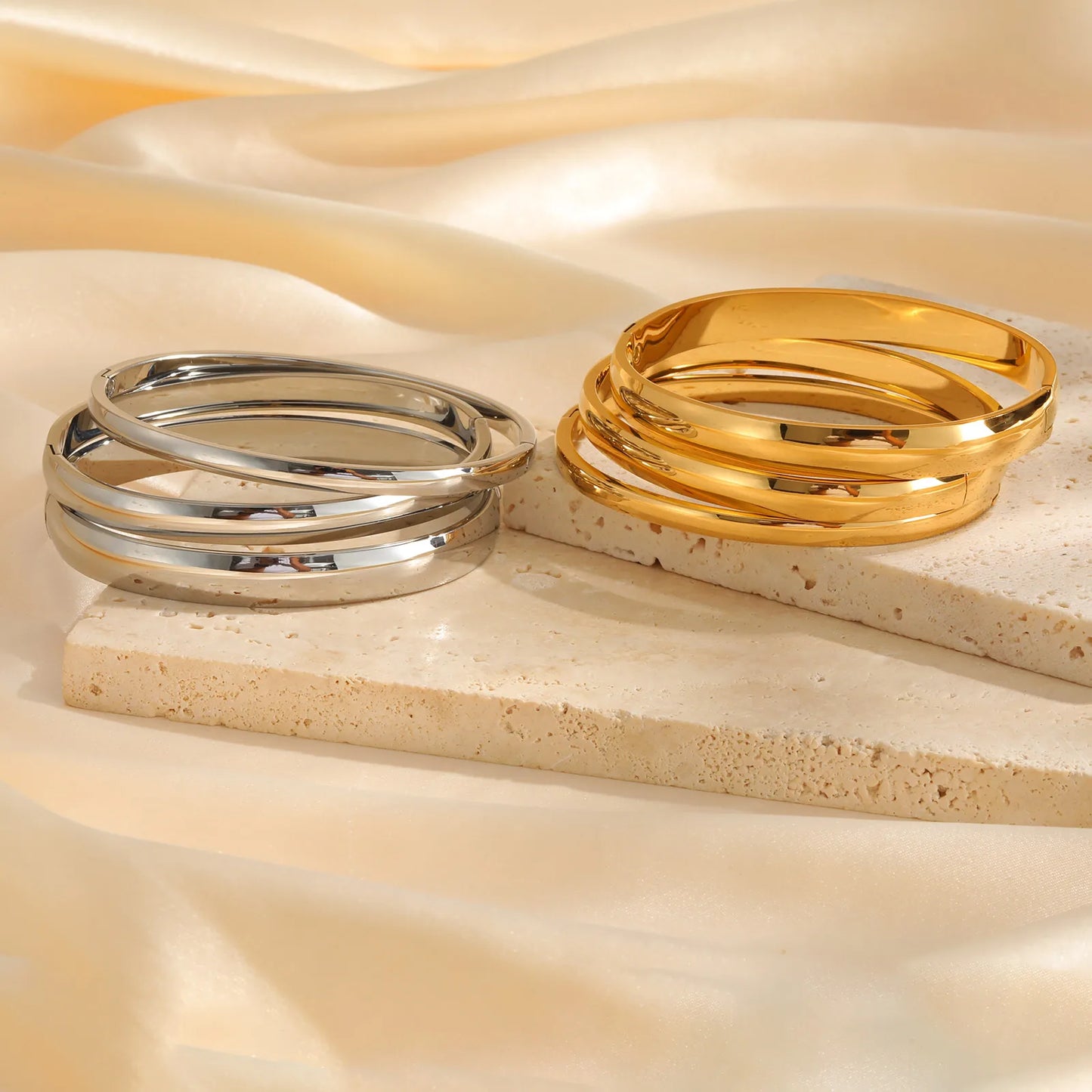 4/5.7/7.7mm pulseiras lisas de aço inoxidável para mulheres 18k banhado a ouro clássico pulseira que pode ser aberta acessórios de joias