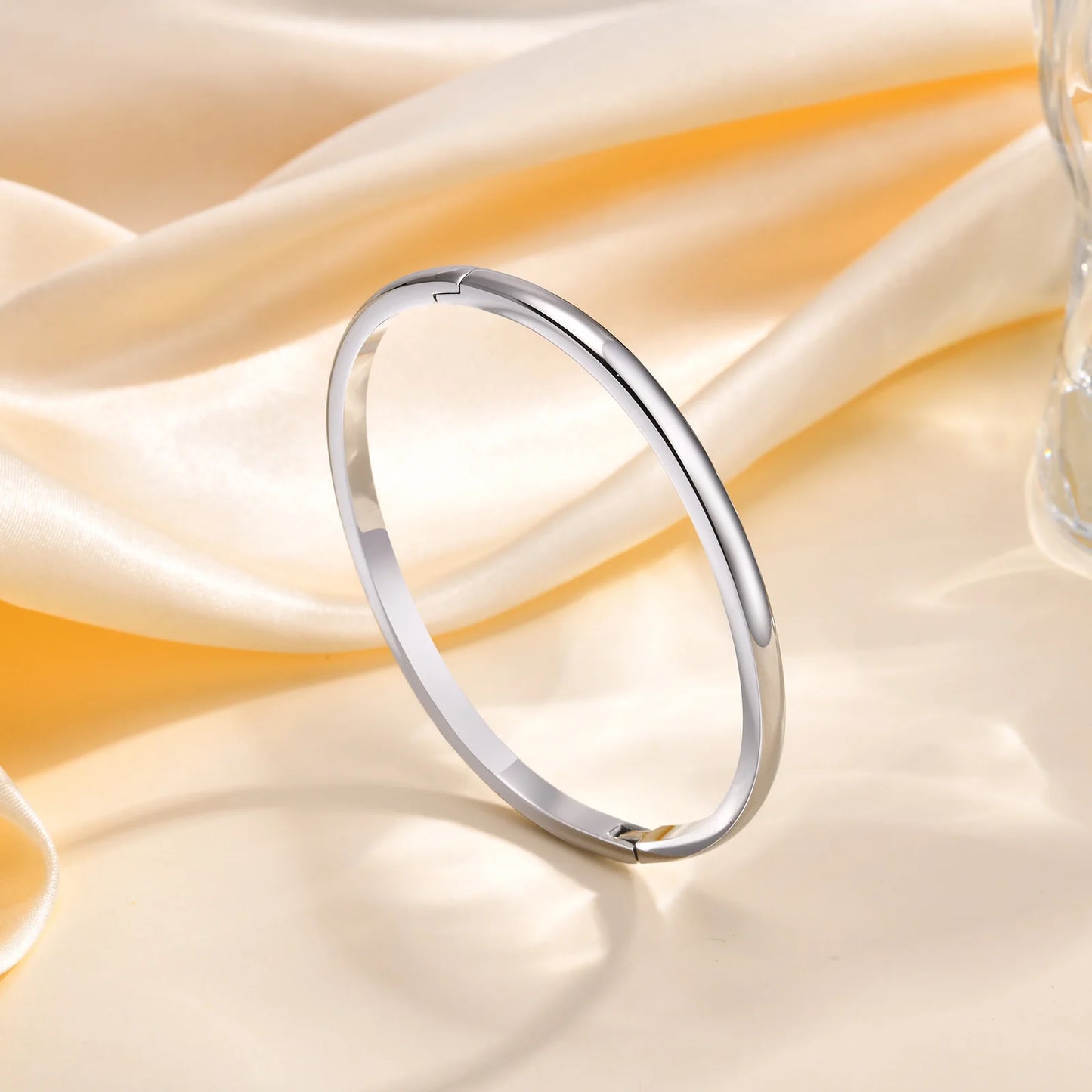 4/5.7/7.7mm pulseiras lisas de aço inoxidável para mulheres 18k banhado a ouro clássico pulseira que pode ser aberta acessórios de joias