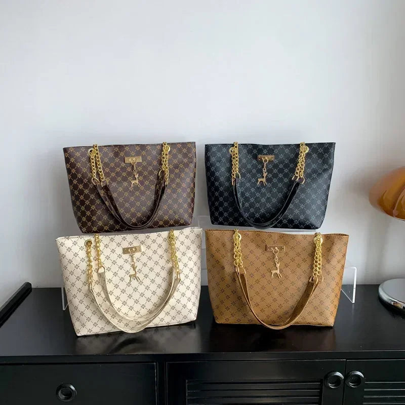 1 pçs moda grande capacidade bolsa textura couro do plutônio tote bolsa feminina com acessórios pendurados bolsa de ombro