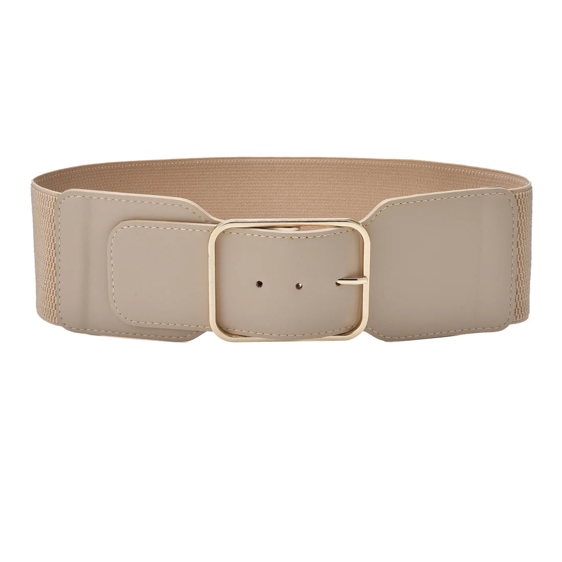 Elegant Women's Wide Elastic Waist Belt with Buckle