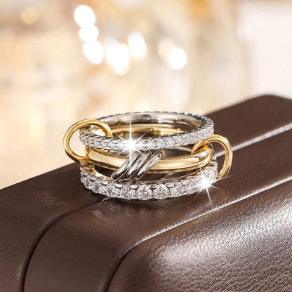 Elegant Two-Tone Copper Stackable Rings for Women