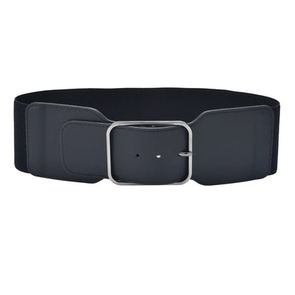 Elegant Women's Wide Elastic Waist Belt with Buckle