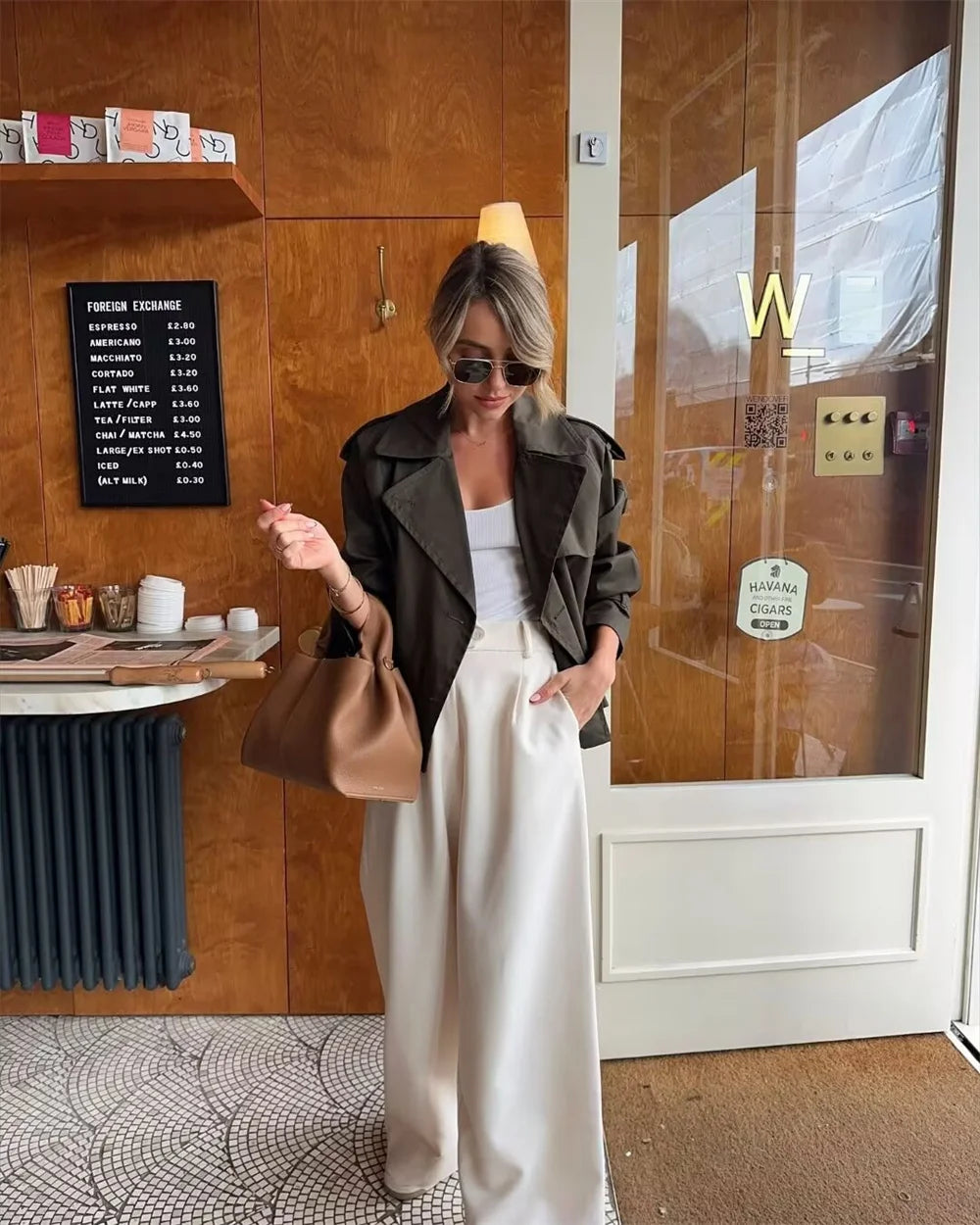 Senhoras vintage recortado trench primavera outono jaqueta feminina streetwear duplo breasted manga longa topo feminino chique casaco outfits