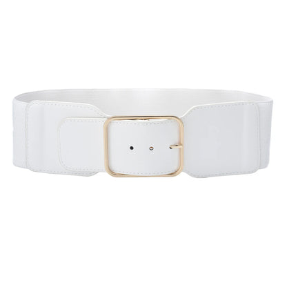 Elegant Women's Wide Elastic Waist Belt with Buckle