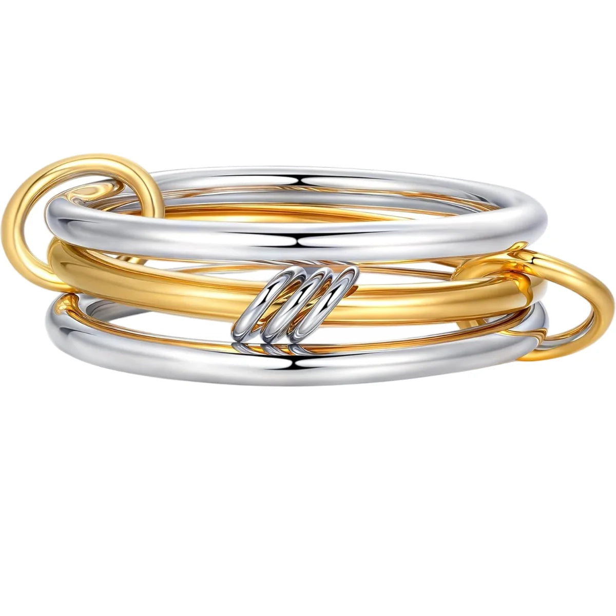 Elegant Two-Tone Copper Stackable Rings for Women