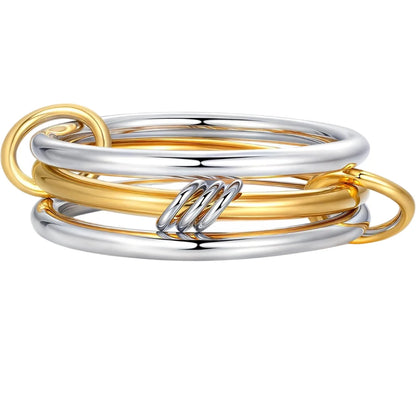 Elegant Two-Tone Copper Stackable Rings for Women