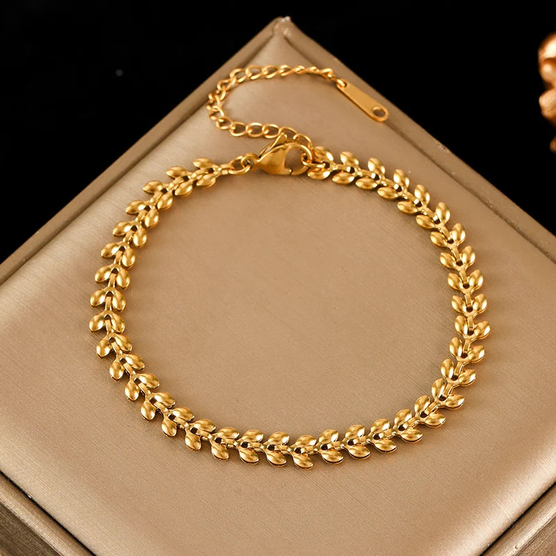 Eilieck Gold-Plated Stainless Steel Charm Bracelet