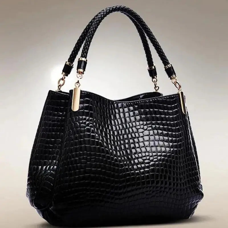 Bolsa feminina grande capacidade tote viagem diária bolsa de ombro feminina crocodilo impressão rosto brilhante bolsa compras