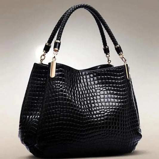 Bolsa feminina grande capacidade tote viagem diária bolsa de ombro feminina crocodilo impressão rosto brilhante bolsa compras
