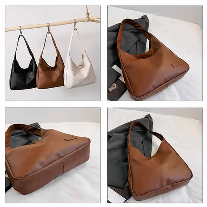 Bolsa de ombro retrô simples e casual, moderna para deslocamento casual, sacola de grande capacidade
