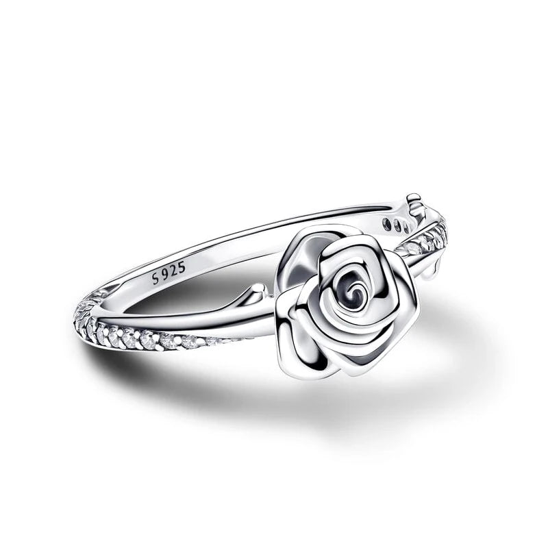 Exquisite 925 Silver Rose Ring for Women