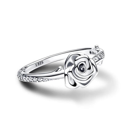 Exquisite 925 Silver Rose Ring for Women