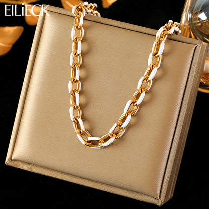 EILIECK-316L Colar De Aço Inoxidável Para Mulheres, Corrente De Pescoço Grosso, Jóias Impermeáveis, Presente De Festa, Moda Feminina, Novo