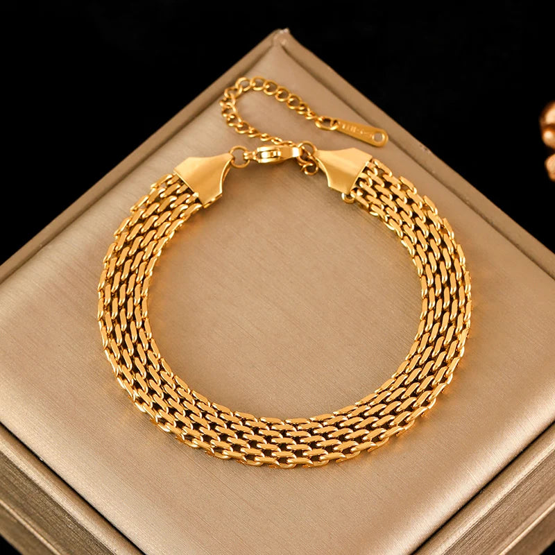 Eilieck Gold-Plated Stainless Steel Charm Bracelet