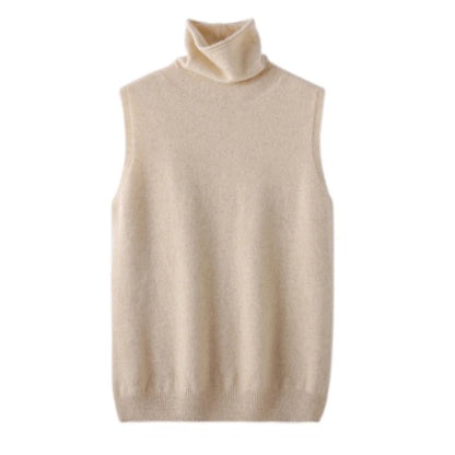 Elegant Merino Wool Sleeveless Turtleneck Vest