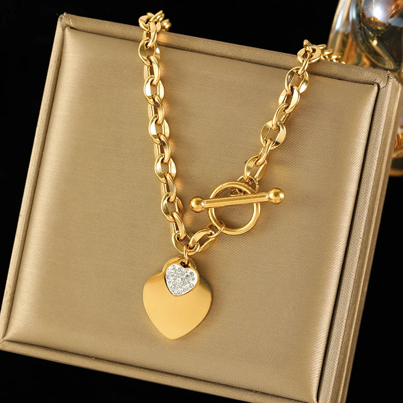 Eilieck 18k Gold Heart Pendant Necklace for Women