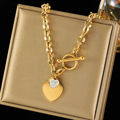 Eilieck 18k Gold Heart Pendant Necklace for Women
