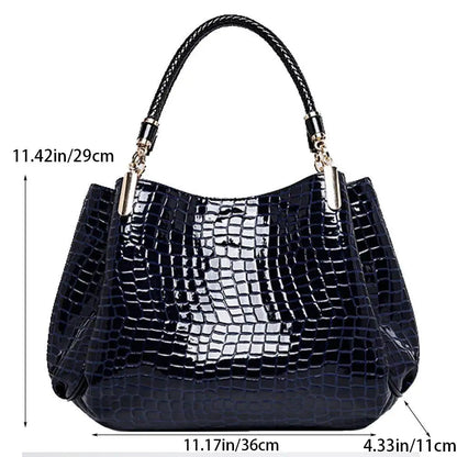 Bolsa feminina grande capacidade tote viagem diária bolsa de ombro feminina crocodilo impressão rosto brilhante bolsa compras